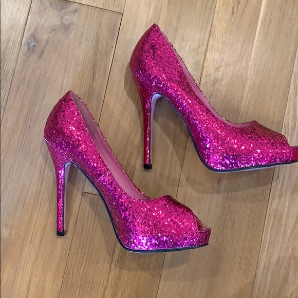 pink sequin shoes